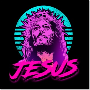 Jesus Retrowave Posters and Art
